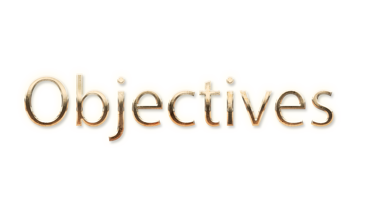 WORD OBJECTIVES gold text typography PNG images free